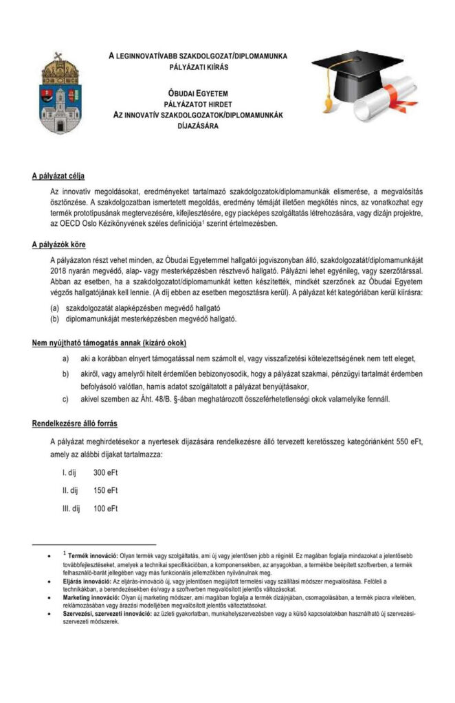 OE A leginnovatívabb szakdolgozat pályázati felhívás 2018 20001