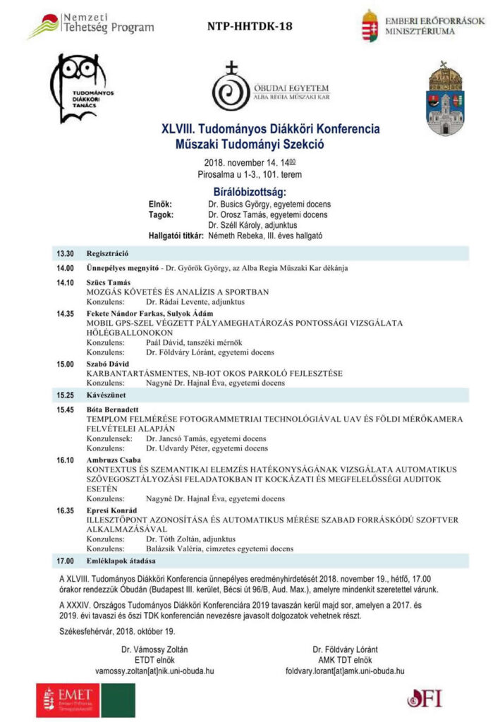 TDK Program 2018. tél