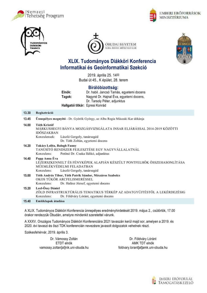 TDKProgram 2019 tavasz