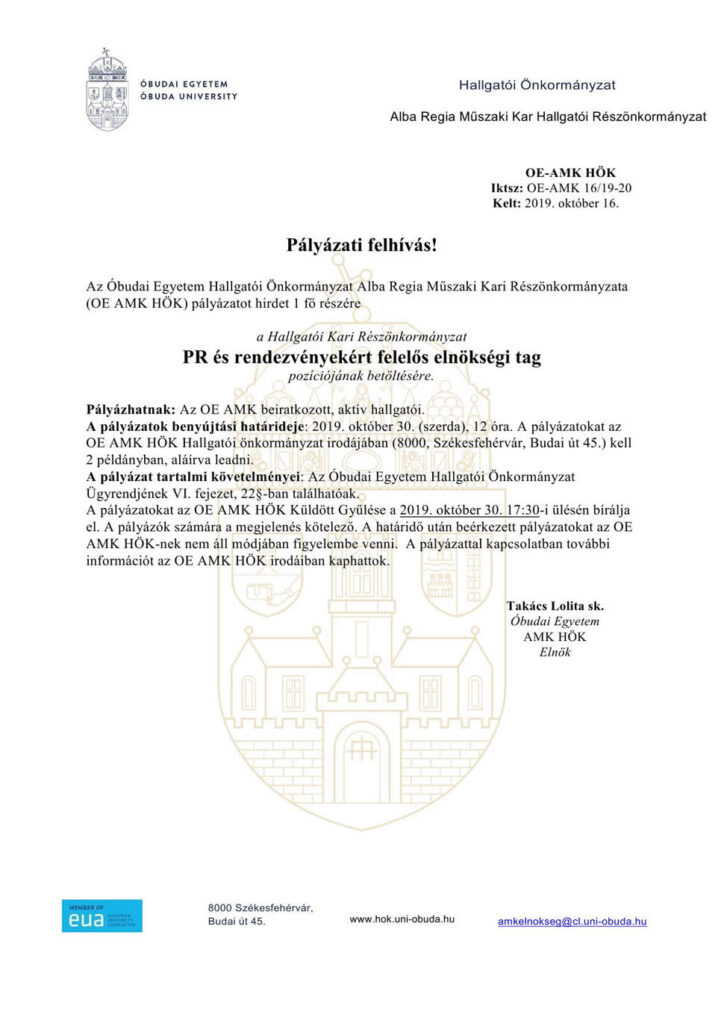 Pr elnökségi tag pályázat