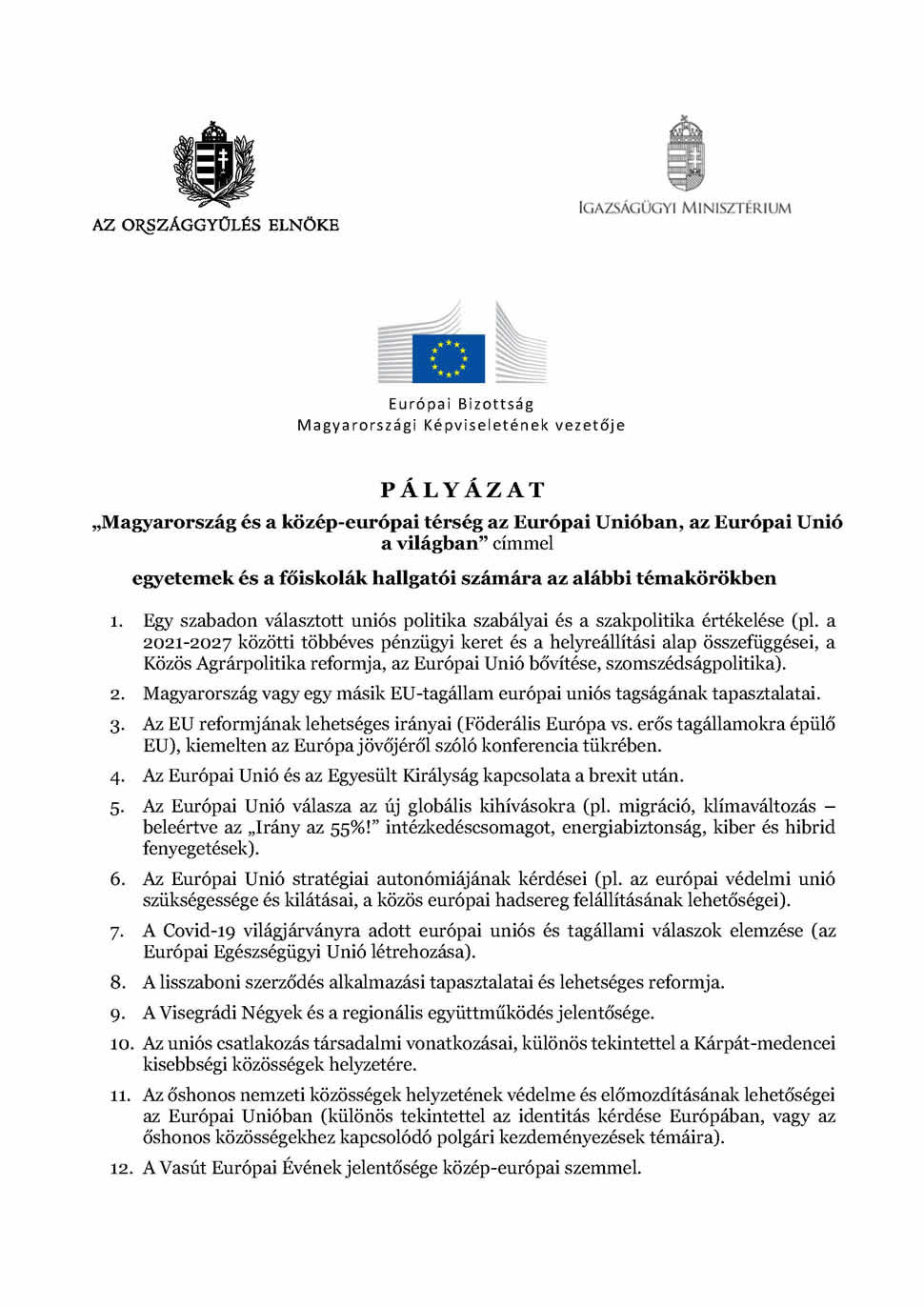 Pályázati felhívás