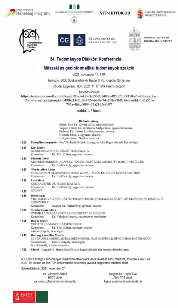 TDK Program 2021. ősz