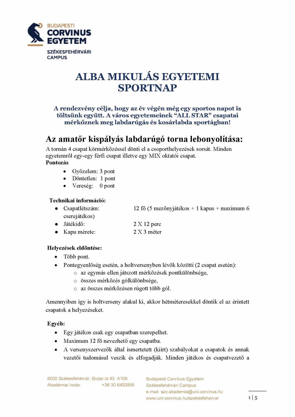 Alba Mikulás Egyetemi Sportnap 