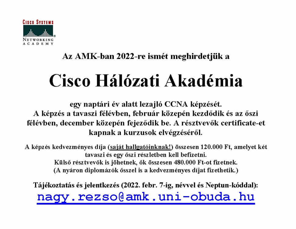 Cisco hálózati akadémia 2022