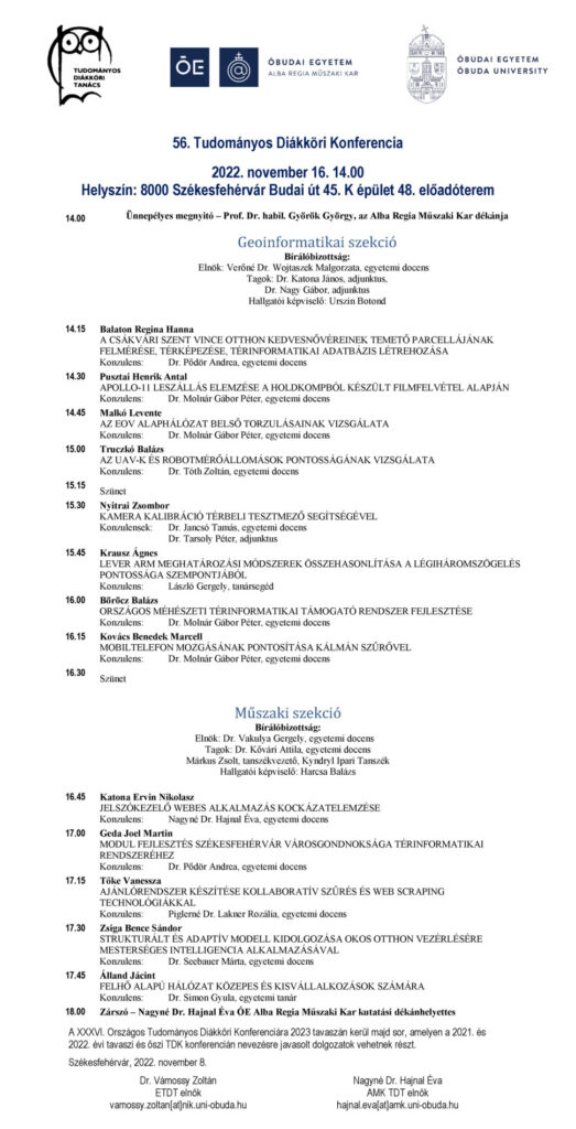 TDK Program 2022. ősz