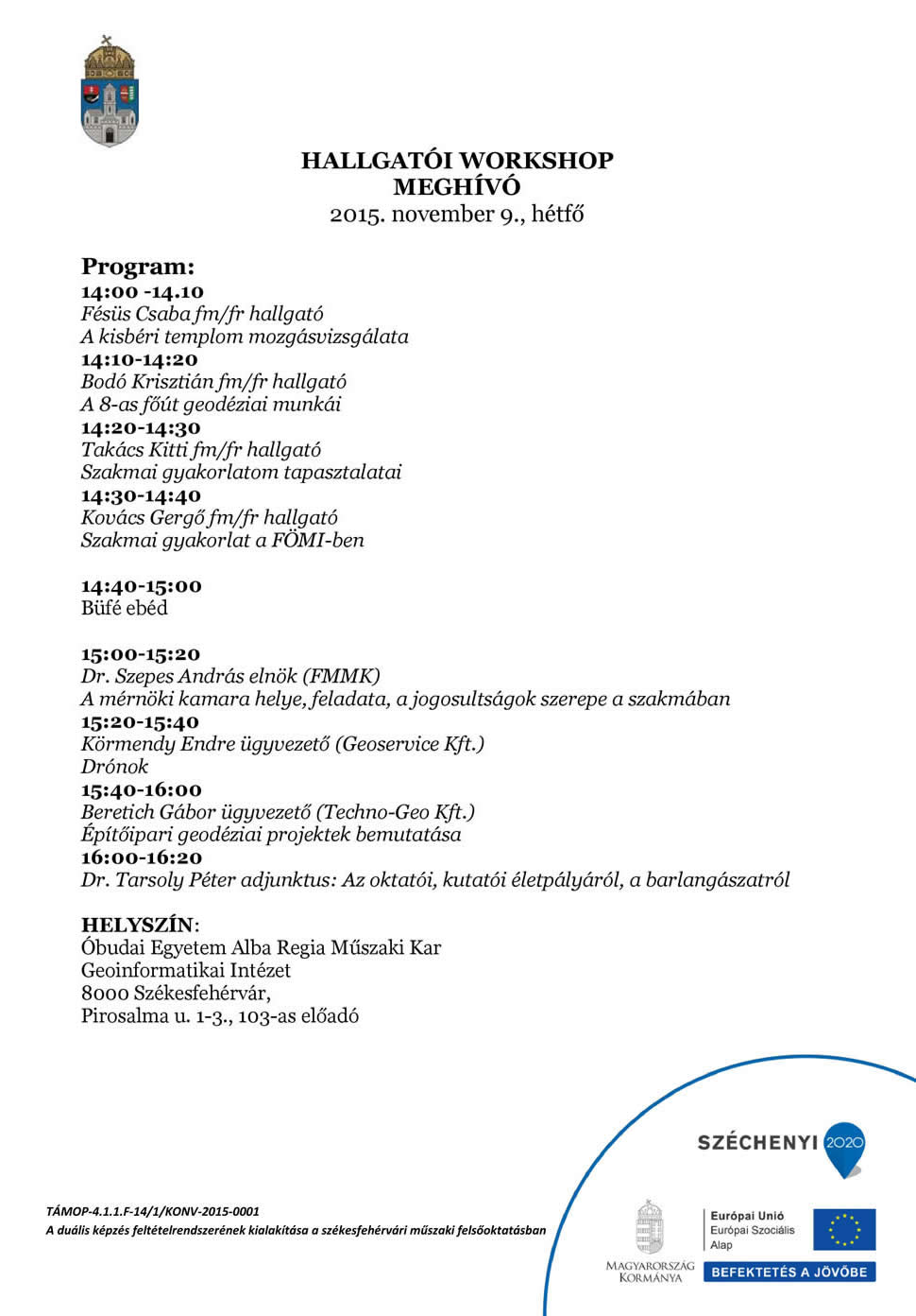 Hallgatói workshop – Meghívó